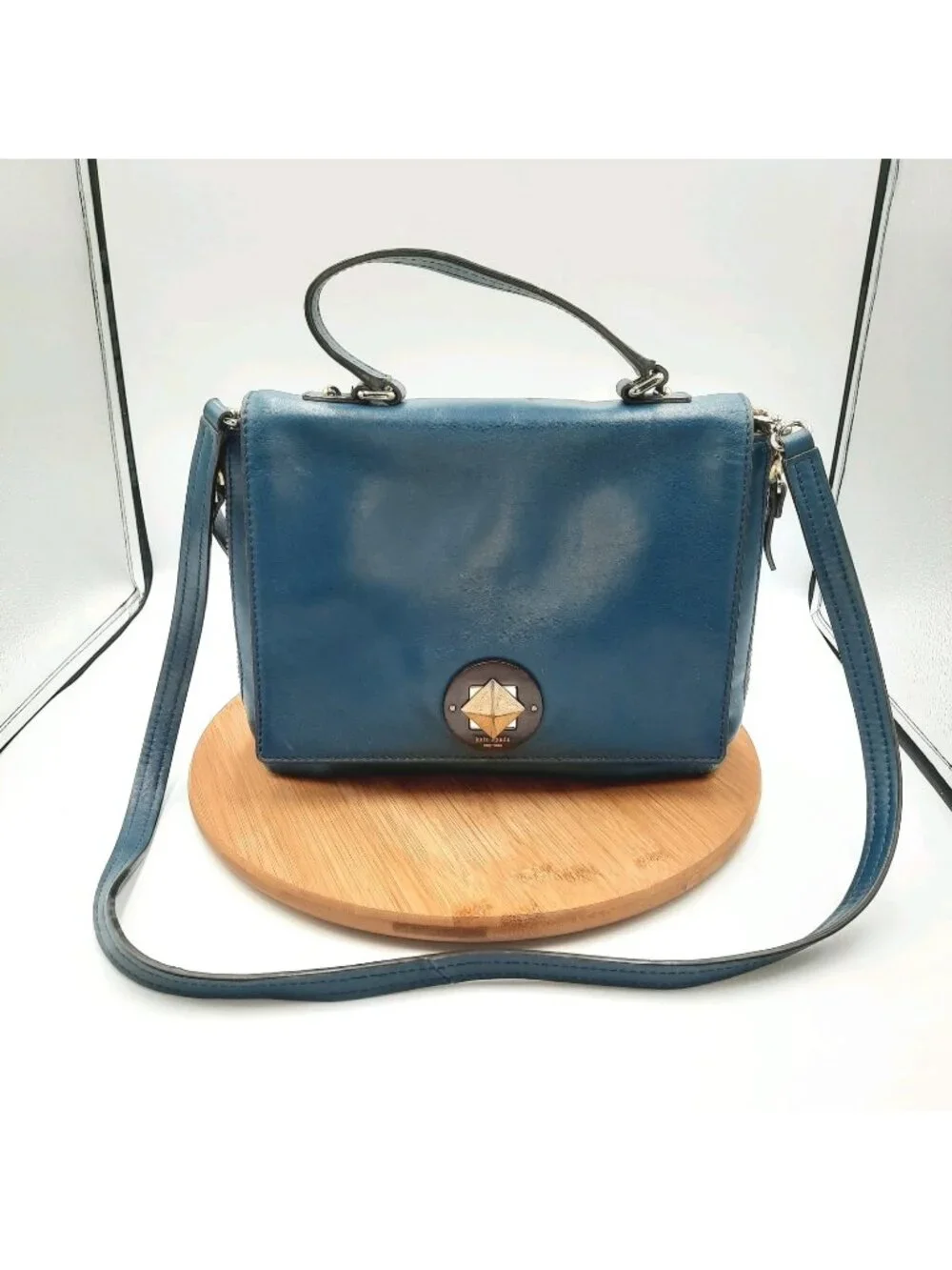 Kate Spade Bag Varick Street Abbie Satchel Teal Green Leather Shoulder Strap